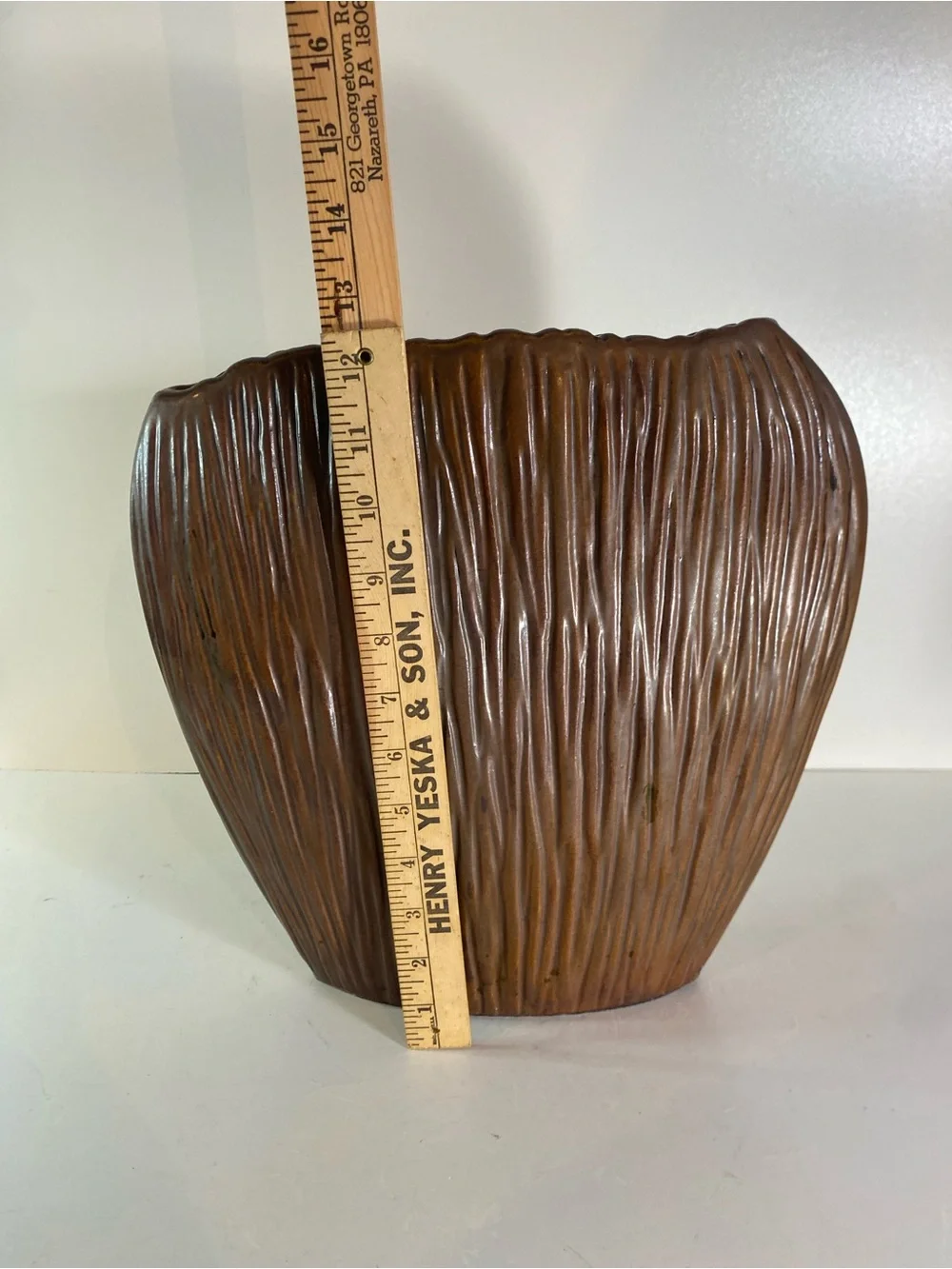 Pier 1 Brown Ribbed Narrow 12”x12” Vase